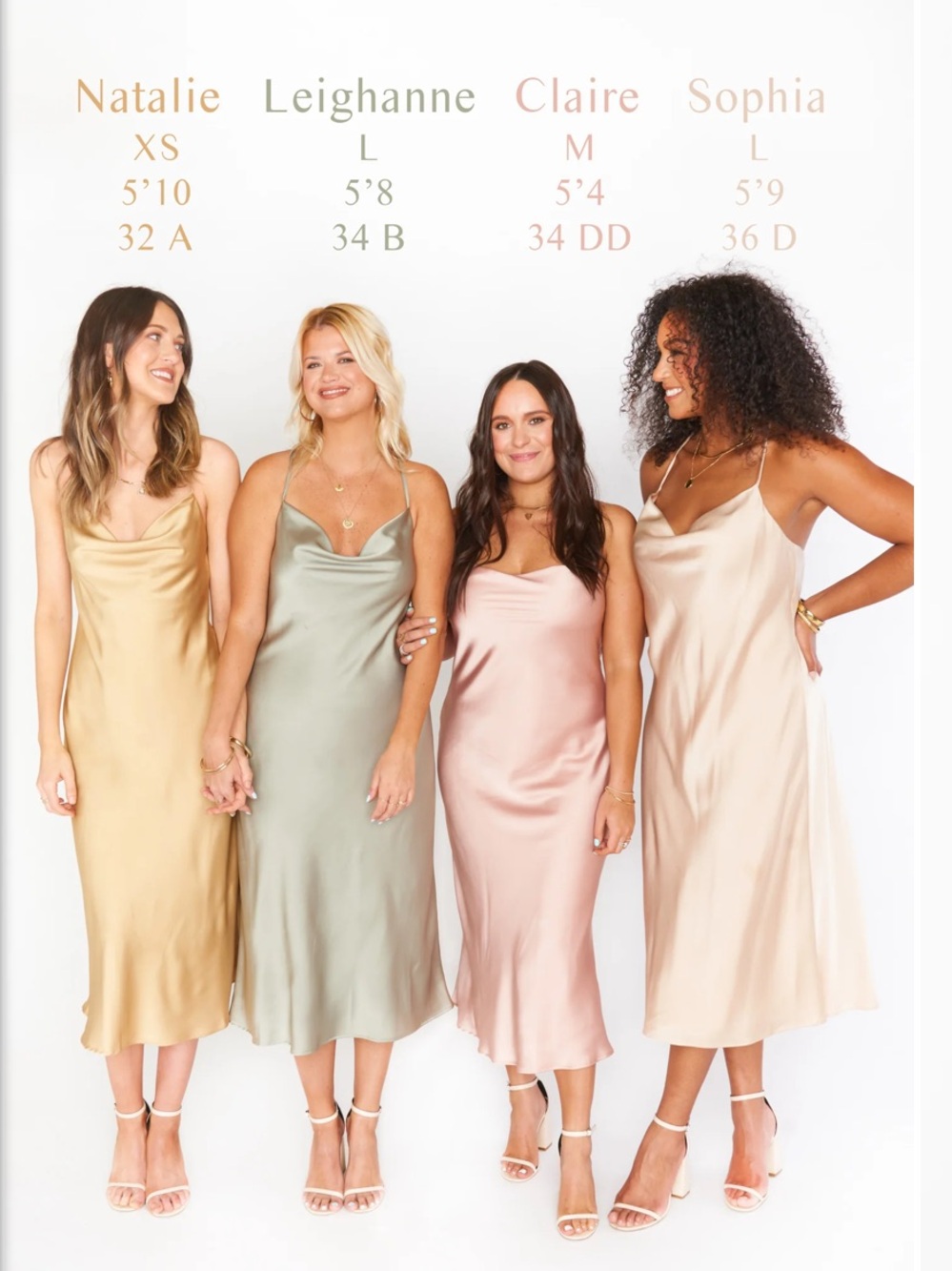 Show Me Your MuMu Satin Slip Dress — Gold, Sage, Blush, Champagne